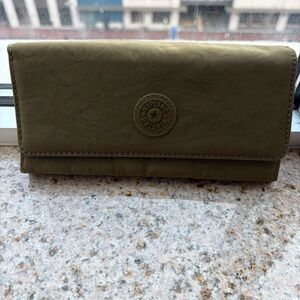 Kipling Olive Green Nylon Trifold Wallet